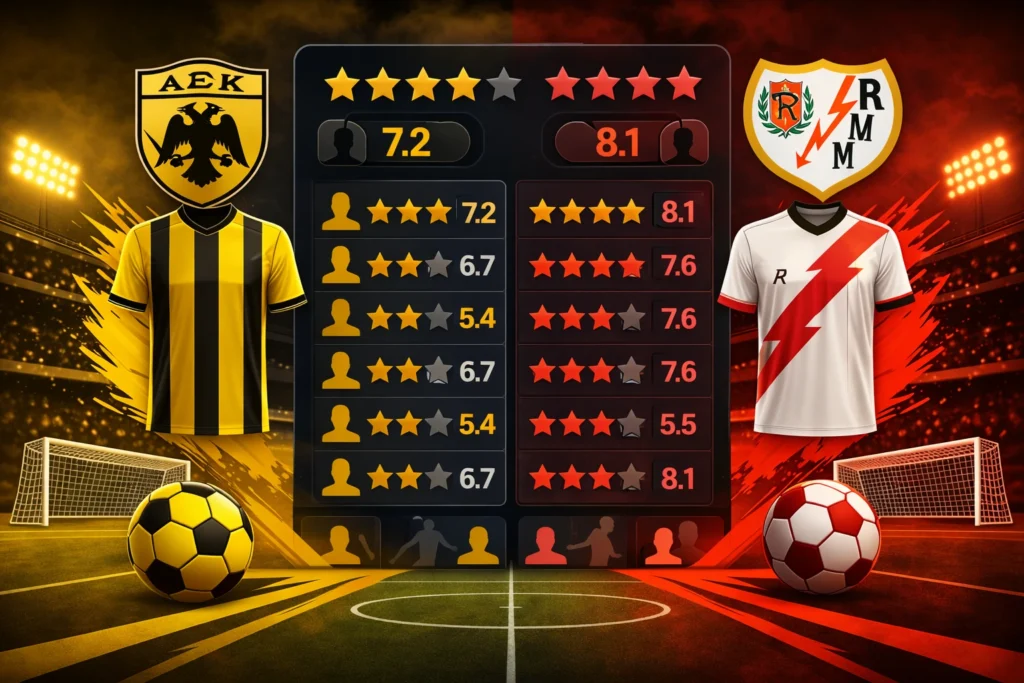 Rating Pemain AEK Athens vs Rayo Vallecano