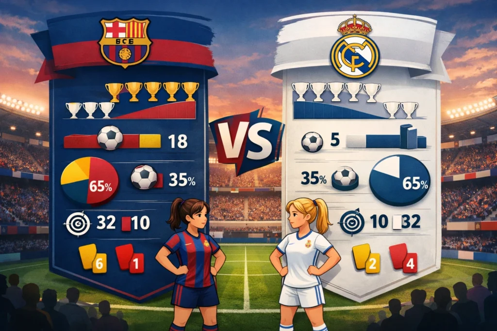 Statistik Barcelona Women vs Real Madrid Femenino